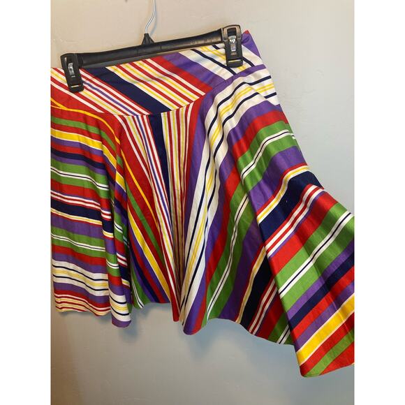 Ralph Lauren Rainbow Striped Multi Color Skater Style Skirt - Oversized Size 2 - Picture 5 of 12